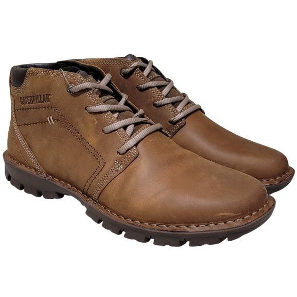 CAT Men Transform 2.0 Mid Chukka Boots Size US 10M Dark Beige Brown Leather - Picture 1 of 5